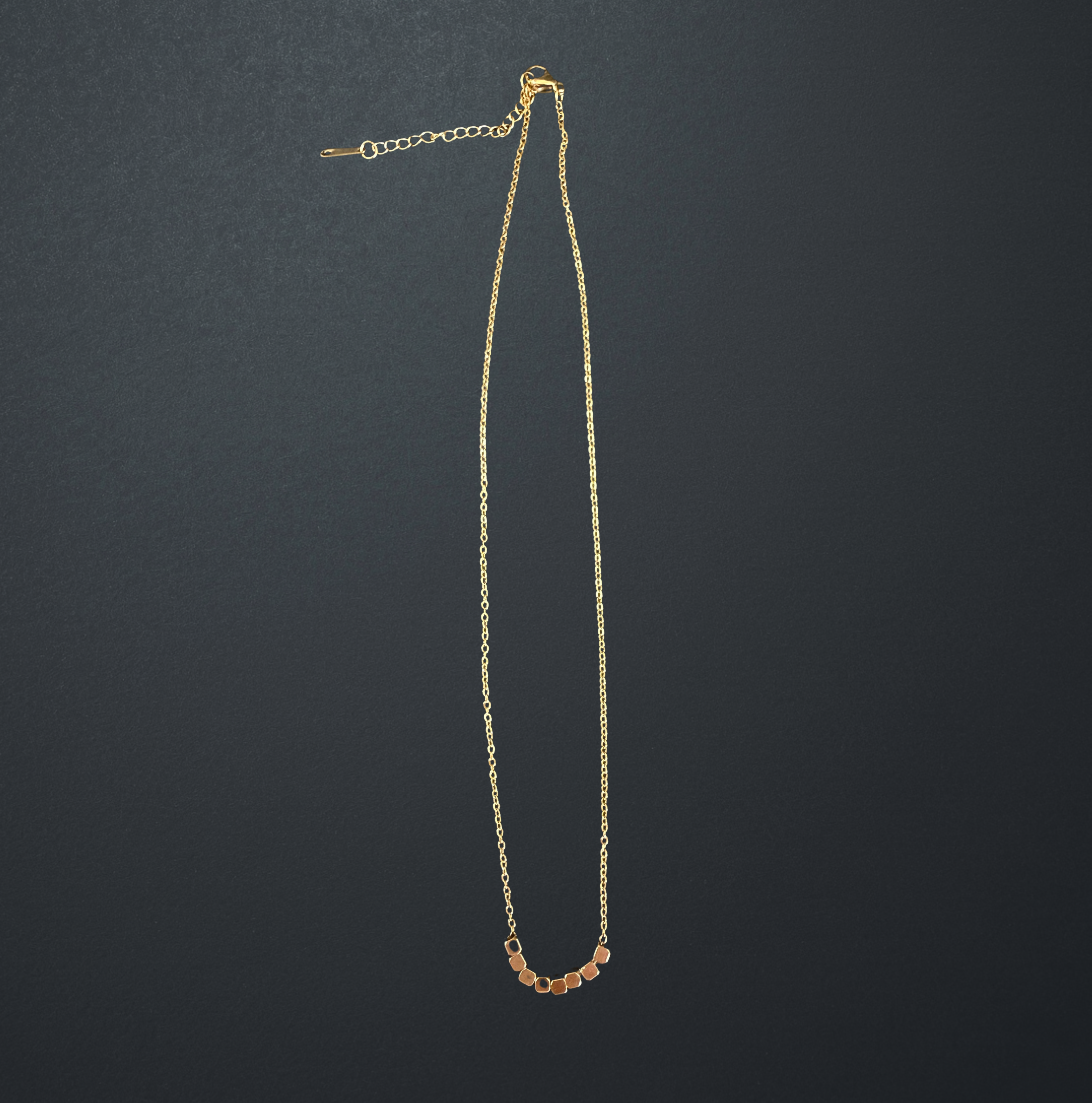 Gold Stainless Steel Cube Bead Necklace image 2