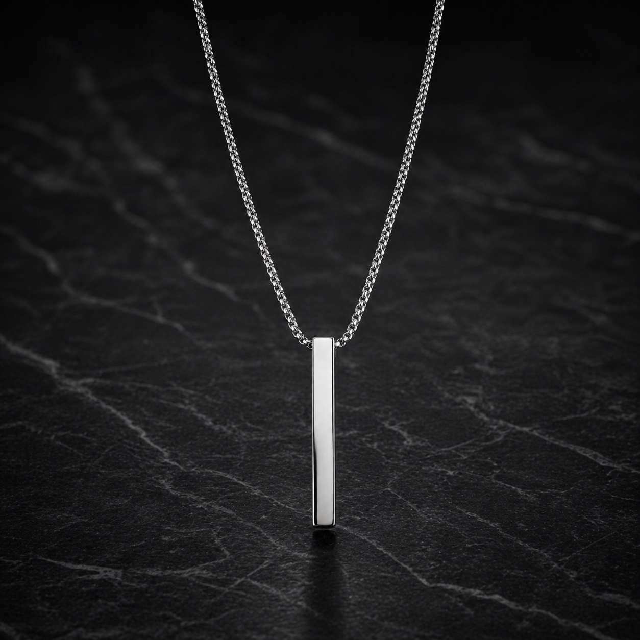 Silver Stainless Steel Bar Necklace