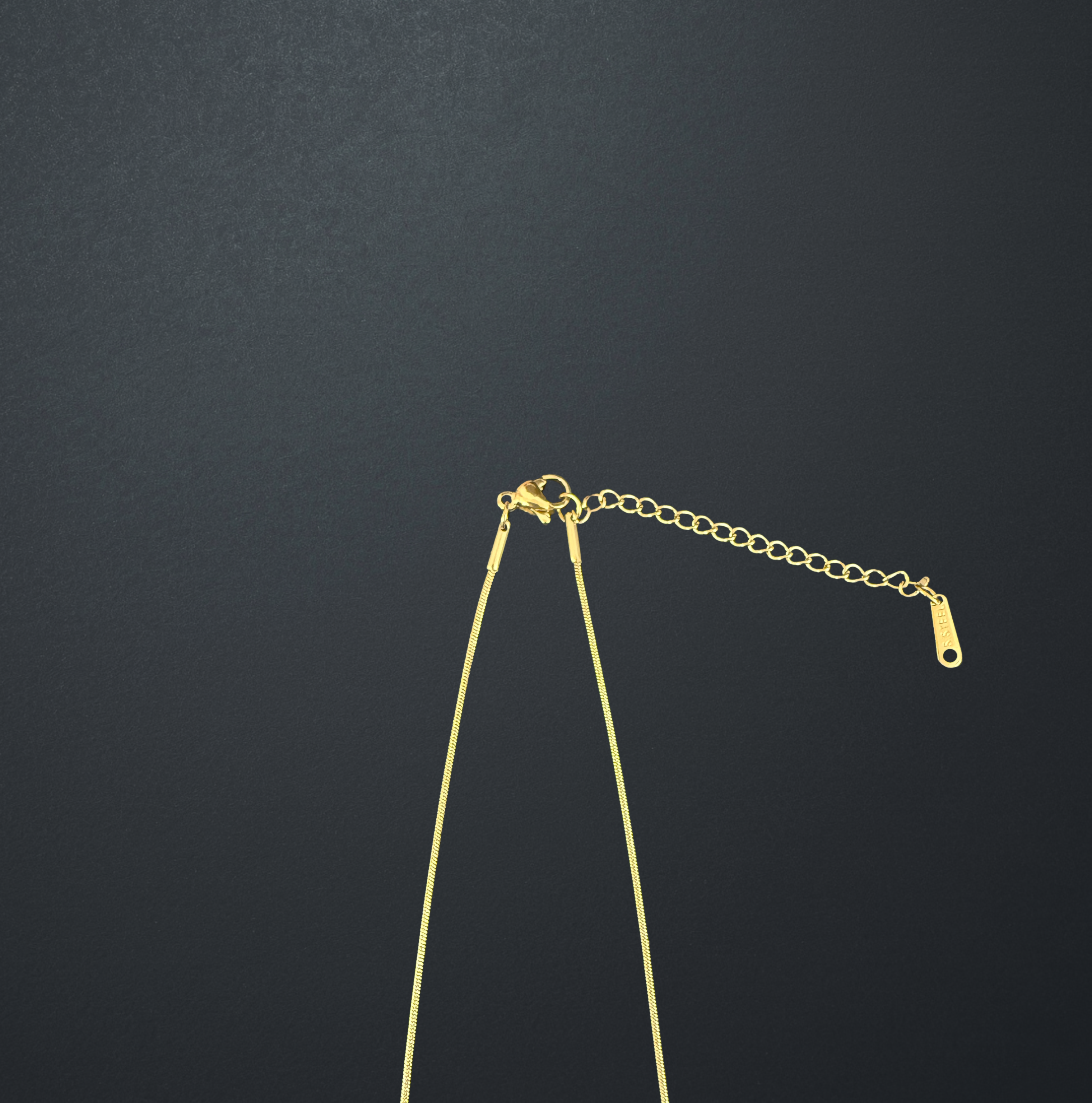 Gold Stainless Steel Heart Necklace with Black Stone image 2