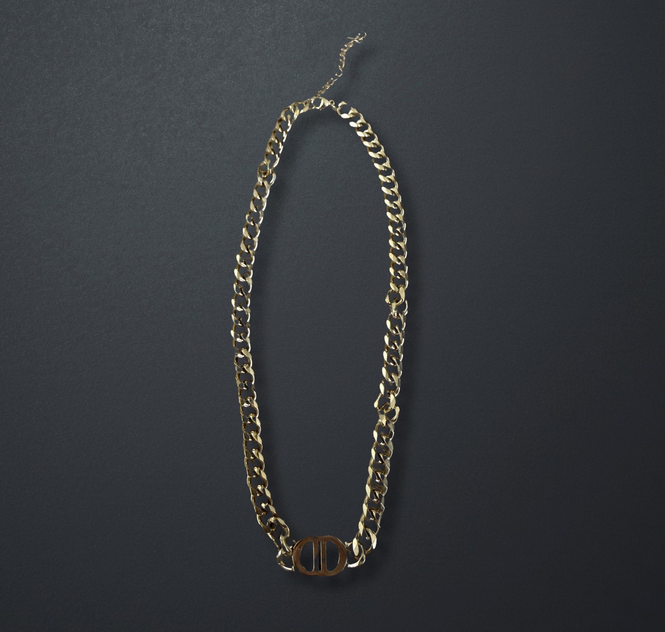 Gold Stainless Steel CD Curb Chain Necklace image 2
