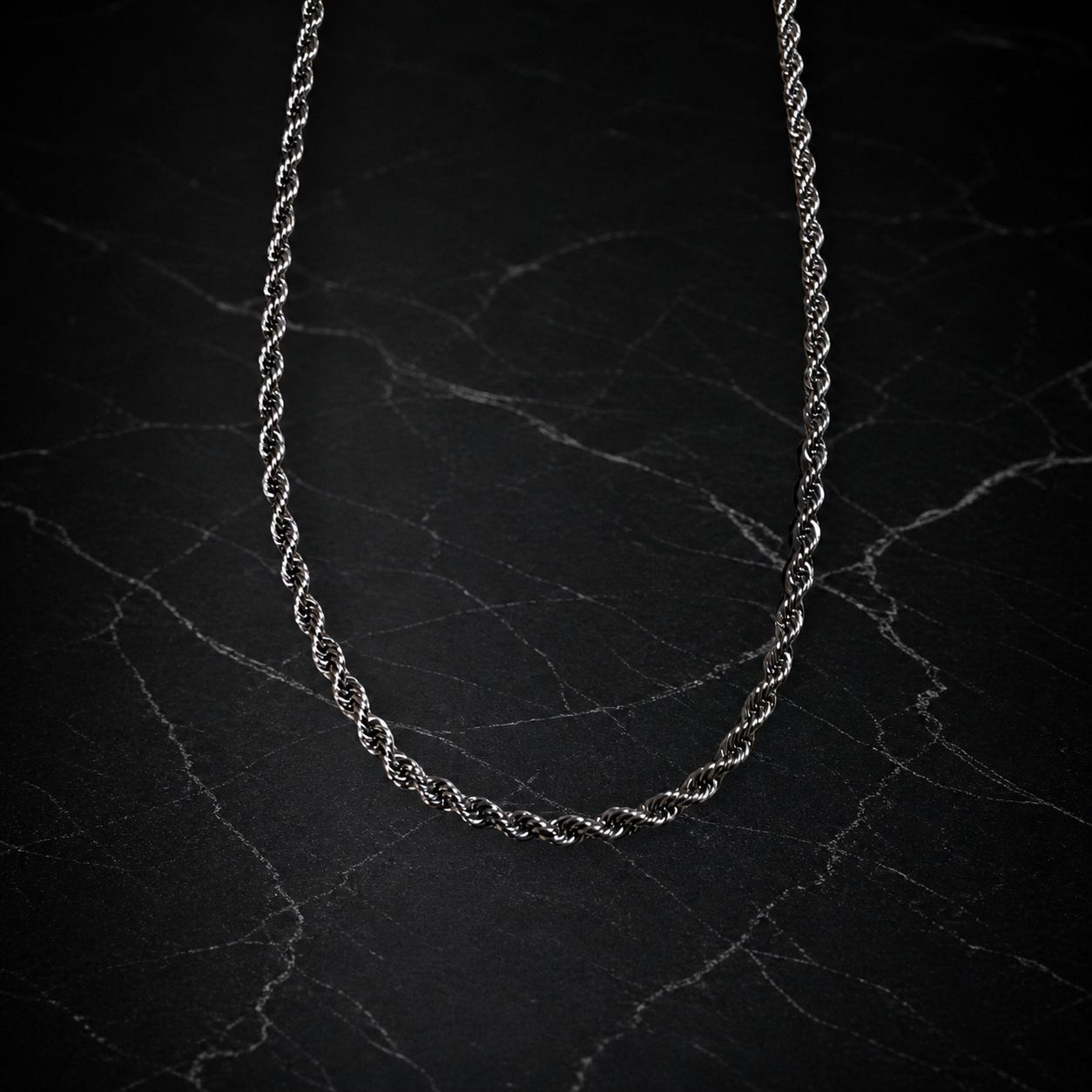 Silver Stainless Steel Rope Chain Necklace