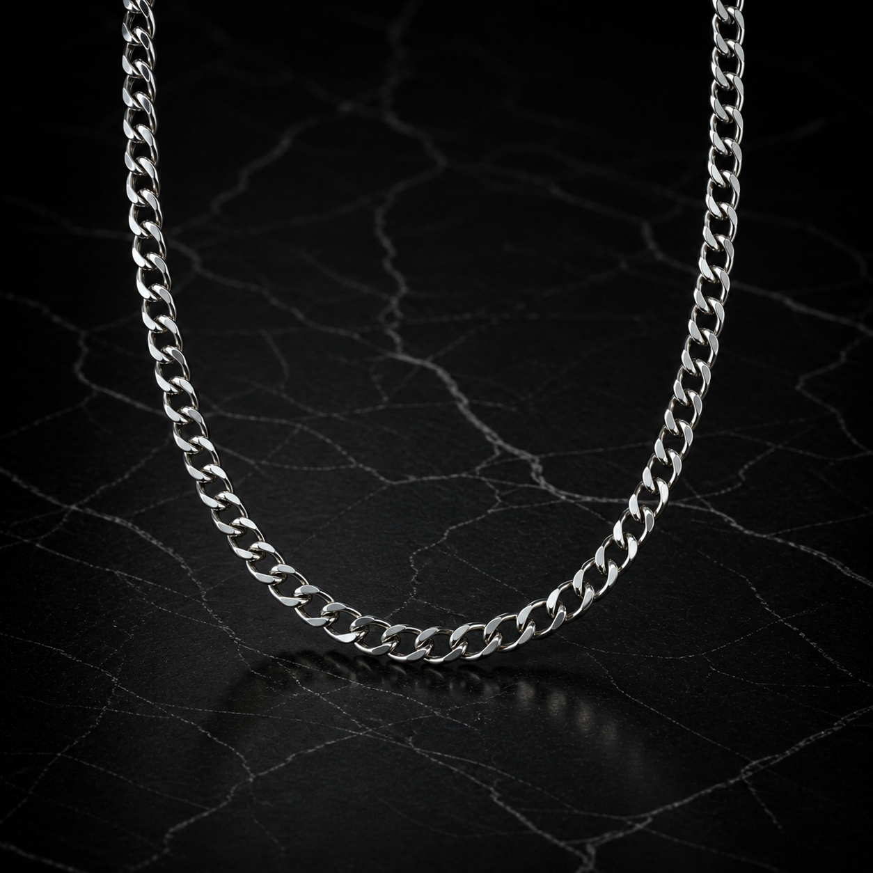 Silver Stainless Steel Curb Chain Necklace