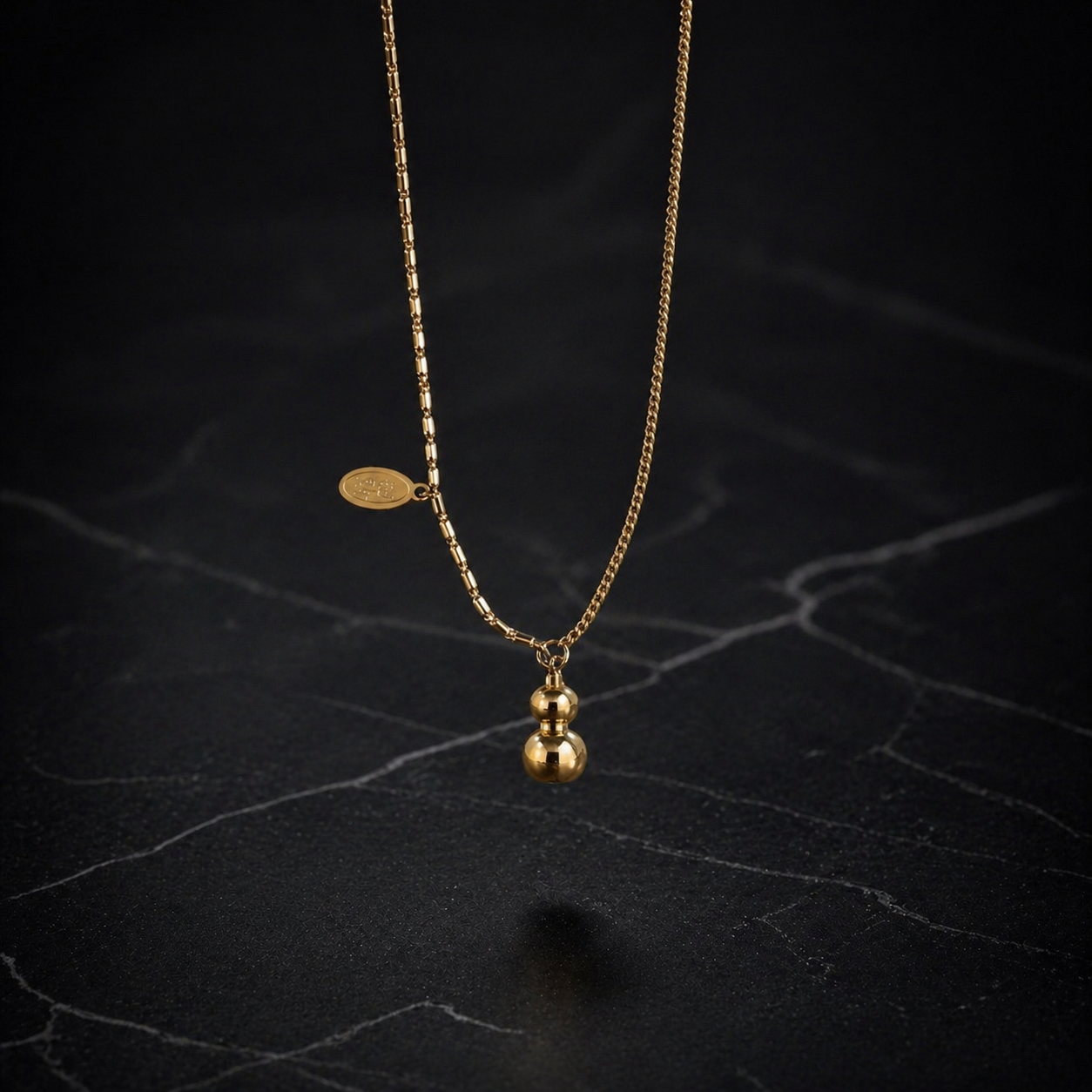 Gold Stainless Steel Lucky "Wulu" Gourd Necklace