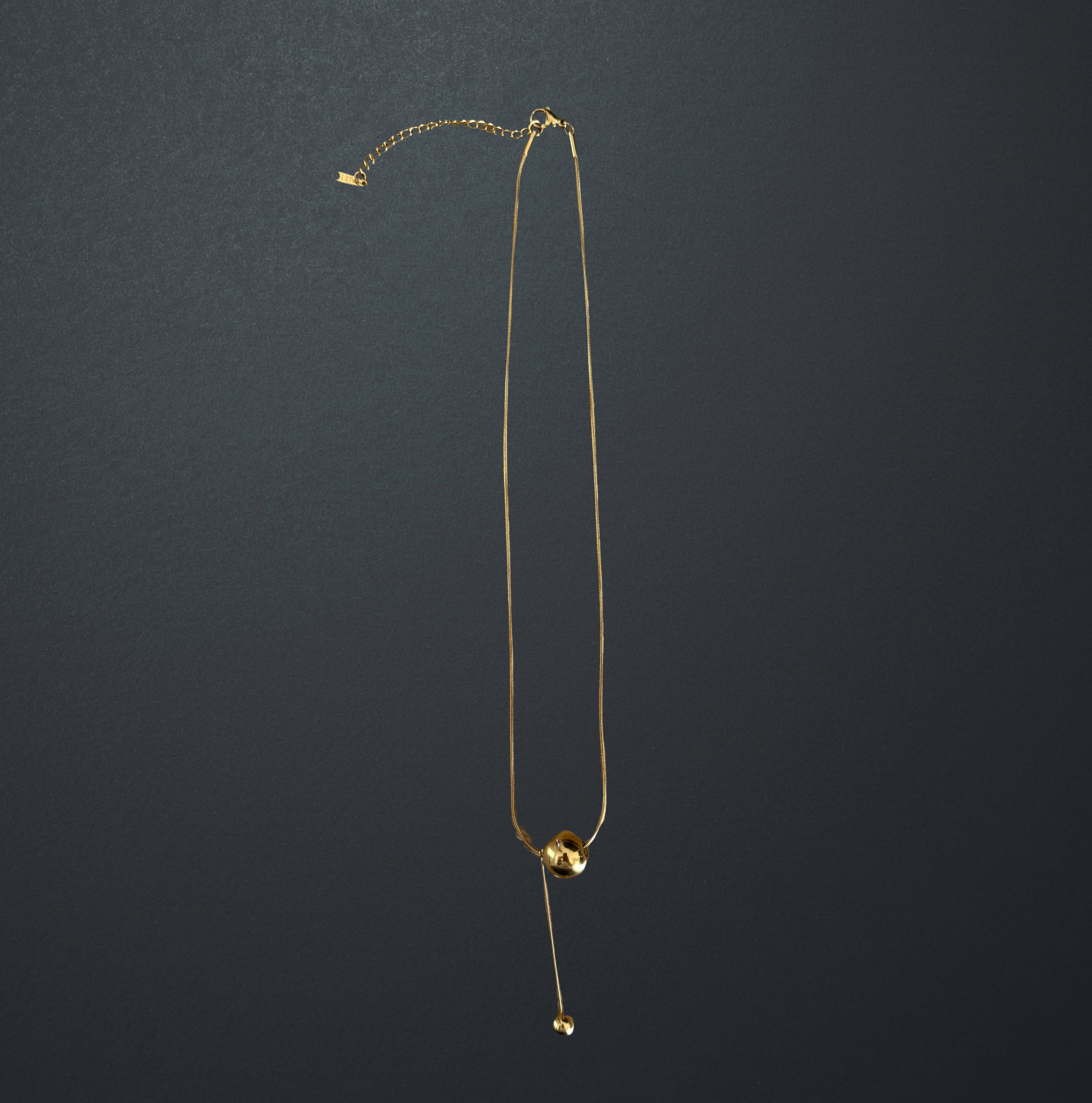 Gold Stainless Steel Sphere Lariat Necklace image 2
